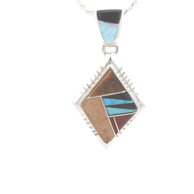 Calvin Begay Genuine Picture Jasper Sterling Silver Pendant