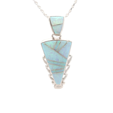 Calvin Begay Fire and Ice Opal  Sterling Silver Pendant