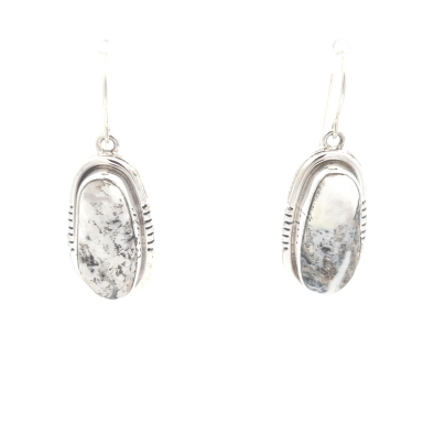 Genuine White Buffalo Turquoise Sterling Silver Earrings