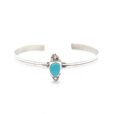 Genuine Kingman Turquoise Sterling Silver Navajo Bracelet