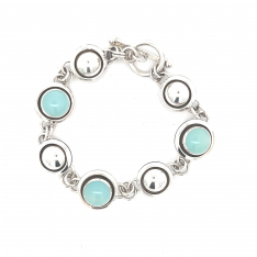 Artie Yellowhorse Native American Jewelry Genuine Chalcedony Sterling Silver Bracelet