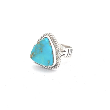 Genuine Kingman Turquoise Sterling Silver Navajo Ring