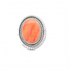 Artie Yellowhorse Genuine Spiny Oyster Shell Sterling Silver Ring