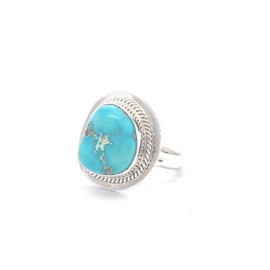 Navajo Jewelry Genuine Battle Mountain Turquoise Sterling Silver Ring
