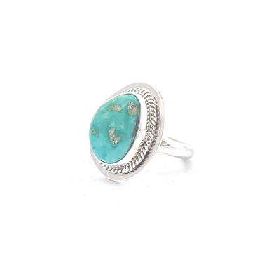 Genuine Battle Mountain Turquoise Sterling Silver Navajo Ring
