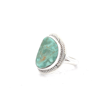 Genuine Manassa Turquoise Sterling Silver Navajo Ring