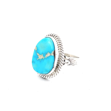 Genuine Kingman Turquoise Sterling Silver Native American Ring