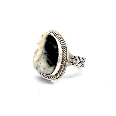Native American Sterling Silver White Buffalo Turquoise Ring