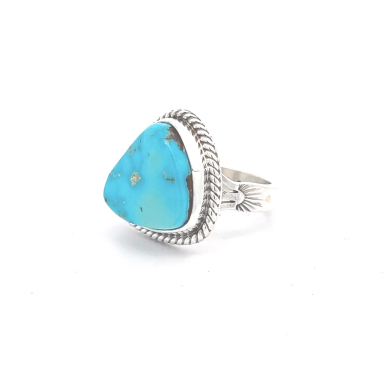 Genuine Kingman Turquoise Sterling Silver Native American Ring