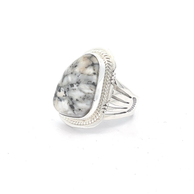 Genuine White Buffalo Turquoise Sterling Silver Ring