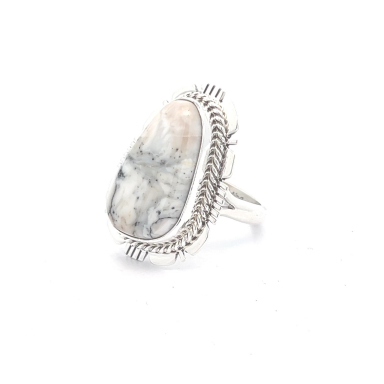 Genuine White Buffalo Turquoise Sterling Silver Ring