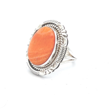 Artie Yellowhorse Genuine Spiny Oyster Shell Sterling Silver Ring