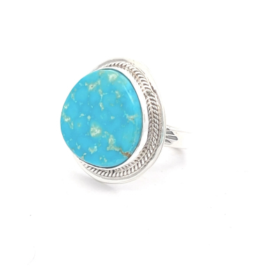Genuine Kingman Water Web Turquoise Nugget  Sterling Silver Ring