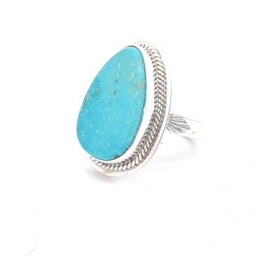 Genuine Kingman Turquoise Sterling Silver Native American Ring