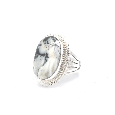 Native American Jewelry White Buffalo Turquoise Sterling Silver Ring