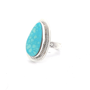 Genuine Kingman Water Web Turquoise Sterling Silver Navajo Ring