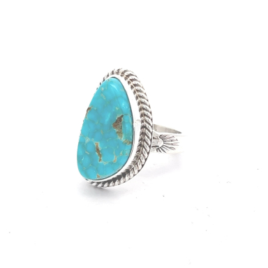 Native American Jewelry Genuine Kingman Turquoise Sterling Silver Ring