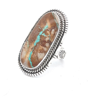 Genuine Boulder Turquoise Sterling Silver Ring