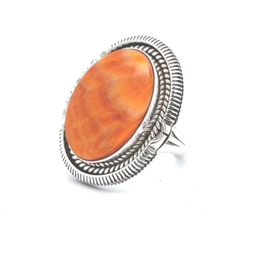 Artie Yellowhorse Genuine Spiny Oyster Shell Sterling Silver Ring