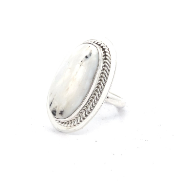 Genuine White Buffalo Turquoise Sterling Silver Navajo Ring