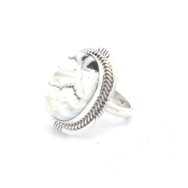 Genuine White Buffalo Turquoise Sterling Silver Ring