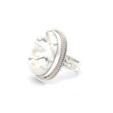Genuine White Buffalo Turquoise Sterling Silver Ring