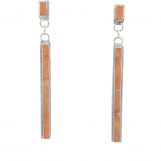 Genuine Spiny Oyster Shell Sterling Silver Zuni Indian Earrings