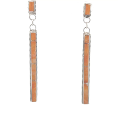 Genuine Spiny Oyster Shell Sterling Silver Zuni Indian Earrings
