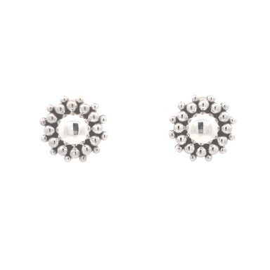 Navajo Artist Artie Yellowhorse Sterling Silver Rising Sun Design Earrings