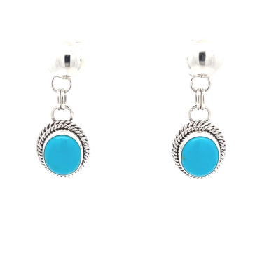 Artie Yellowhorse Jewelry Genuine Blue Kingman Turquoise Sterling Silver Earrings