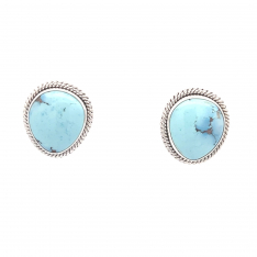 Artie Yellowhorse Genuine Golden Hill Turquoise Sterling Silver Post Earrings