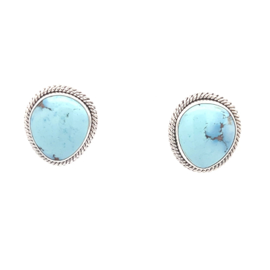 Artie Yellowhorse Genuine Golden Hill Turquoise Sterling Silver Post Earrings