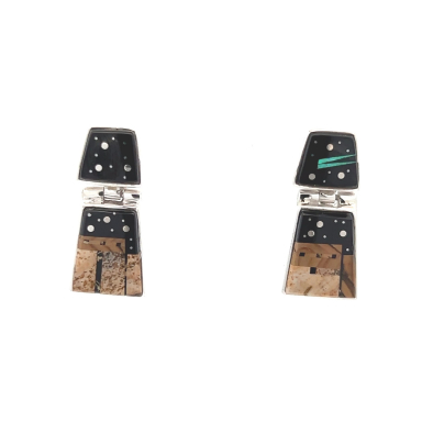 Calvin Begay Starry Night in the Pueblo Sterling Silver Post Earrings