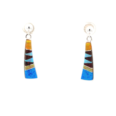 Calvin Begay Fire and Ice Opal Sterling Silver Navajo Earrings