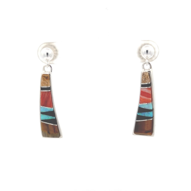 Calvin Begay Genuine Picture Jasper Sterling Silver Earrings