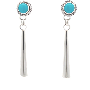 Artie Yellowhorse Jewelry Genuine Sleeping Beauty Turquoise Sterling Silver Earrings