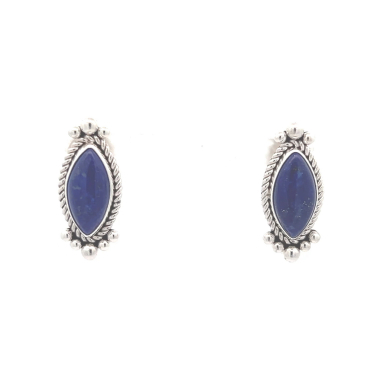 Artie Yellowhorse Native American Jewelry Genuine Blue Lapis Sterling Silver Earrings