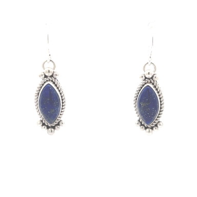 Artie Yellowhorse Native American Jewelry Genuine Blue Lapis Sterling Silver Earrings