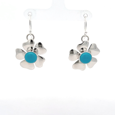 Artie Yelliowhorse Jewelry Genuine Sleeping Beauty Turquoise Sterling Silver Earrings