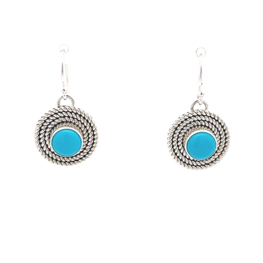 Artie Yellowhorse Jewelry Genuine Sleeping Beauty Turquoise Sterling Silver Earrings