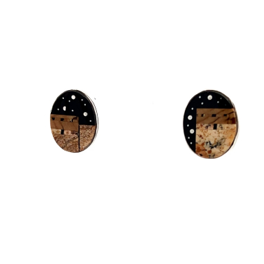 Calvin Begay Jewelry Starry Night in the Pueblo Sterling Silver Earrings