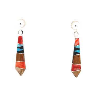 Calvin Begay Genuine Picture Jasper Sterling Silver Earrings
