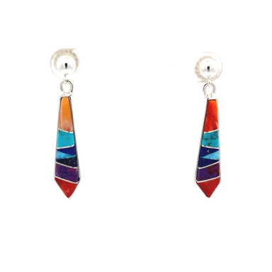 Calvin Begay Jewelry Genuine Gemstones Sterling Silver Navajo Earrings