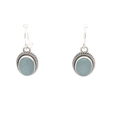 Navajo Artist Artie Yellowhorse Jewelry Genuine Aquamarine Sterling Silver Earrings