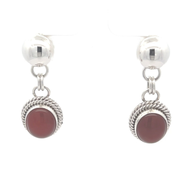Artie Yellowhorse Genuine Carnelian Sterling Silver Earrings