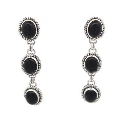 Artie Yellowhorse Genuine Black Onyx Sterling Silver Earrings