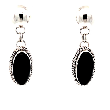 Artie Yellowhorse Jewelry Genuine Black Onyx Sterling Silver Navajo Earrings
