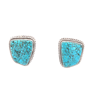 Artie Yellowhorse Genuine Kingman Turquoise Sterling Silver Earrings