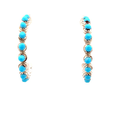 Zuni Indian Jewelry Genuine Sleeping Beauty Sterling Silver Earrings