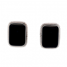 Genuine Back Onyx Sterling Silver Post Earrings by Artie Yellowhorse